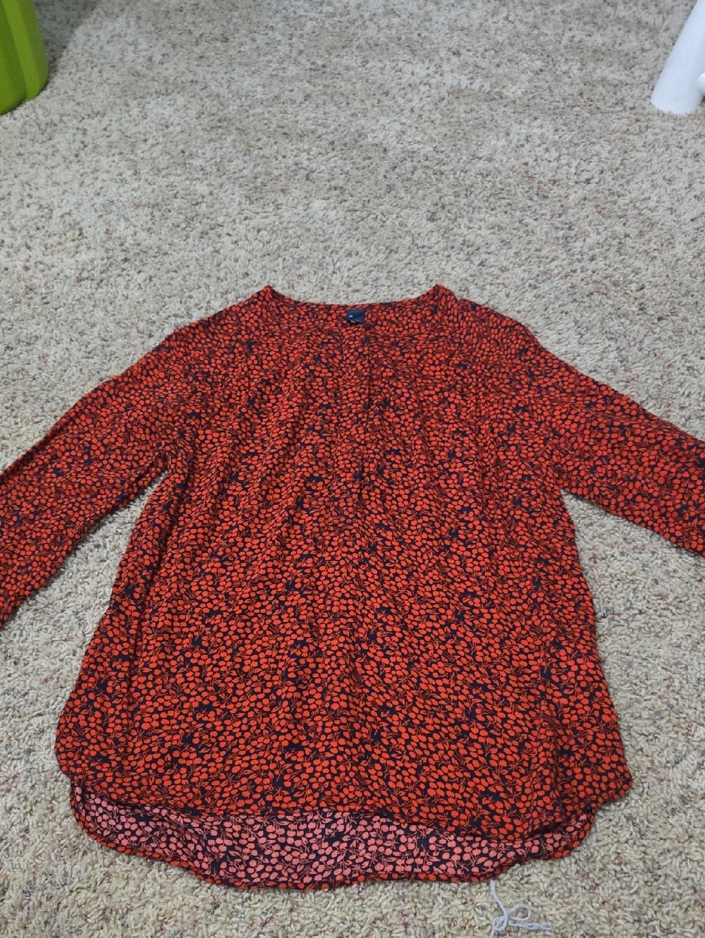 GAP Red and Black Floral Long-Sleeve Blouse